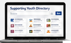 Supporting Youth Directory displayed on a laptop