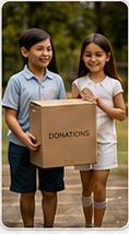 Young volunteers collecting donations