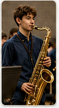 High school musician playing the saxophone